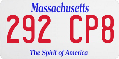 MA license plate 292CP8