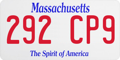 MA license plate 292CP9