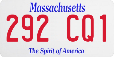 MA license plate 292CQ1