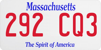 MA license plate 292CQ3