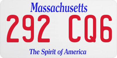 MA license plate 292CQ6