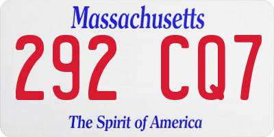 MA license plate 292CQ7