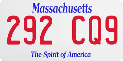MA license plate 292CQ9