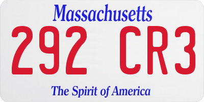 MA license plate 292CR3
