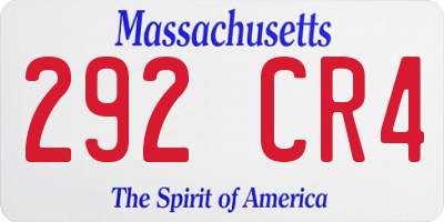 MA license plate 292CR4