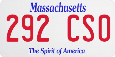 MA license plate 292CS0