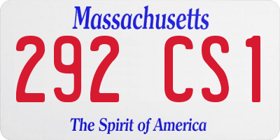 MA license plate 292CS1