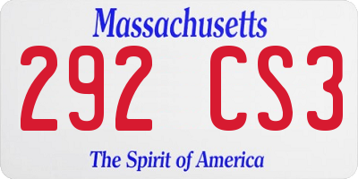 MA license plate 292CS3