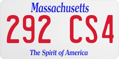MA license plate 292CS4