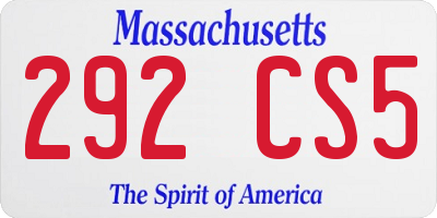 MA license plate 292CS5