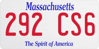 MA license plate 292CS6