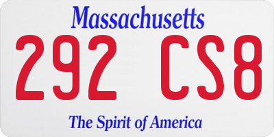 MA license plate 292CS8