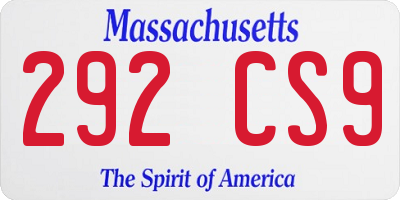 MA license plate 292CS9