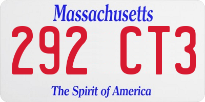 MA license plate 292CT3