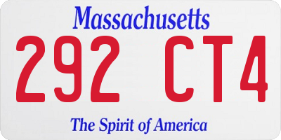 MA license plate 292CT4
