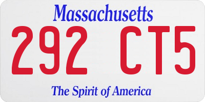 MA license plate 292CT5