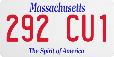 MA license plate 292CU1