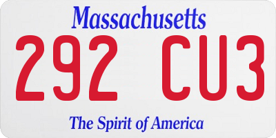 MA license plate 292CU3