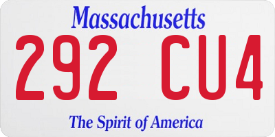 MA license plate 292CU4