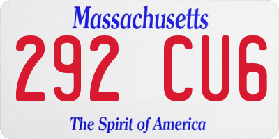 MA license plate 292CU6