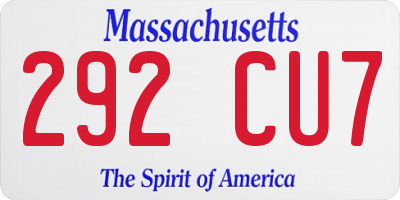 MA license plate 292CU7