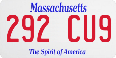 MA license plate 292CU9