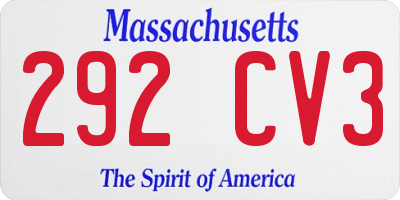 MA license plate 292CV3