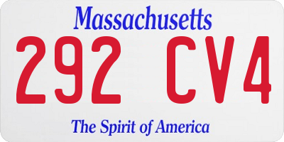MA license plate 292CV4