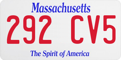 MA license plate 292CV5