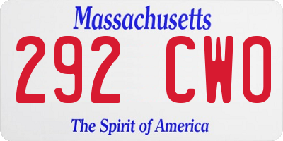 MA license plate 292CW0