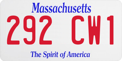 MA license plate 292CW1