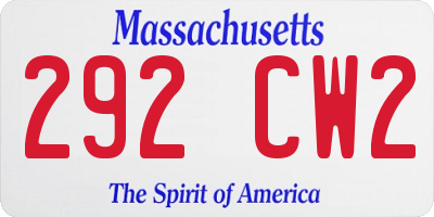 MA license plate 292CW2