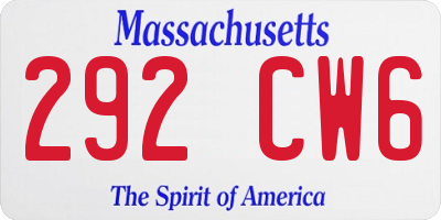 MA license plate 292CW6
