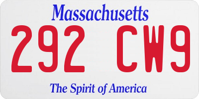 MA license plate 292CW9