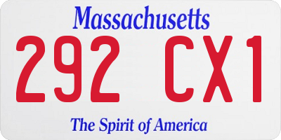MA license plate 292CX1