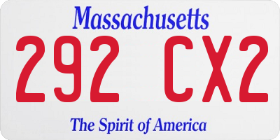 MA license plate 292CX2