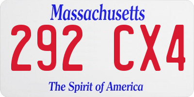 MA license plate 292CX4