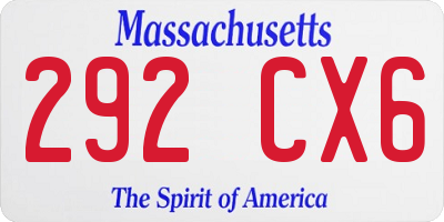 MA license plate 292CX6