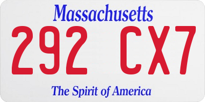 MA license plate 292CX7