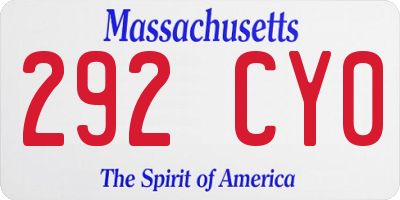 MA license plate 292CY0
