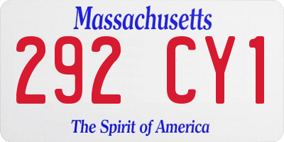 MA license plate 292CY1