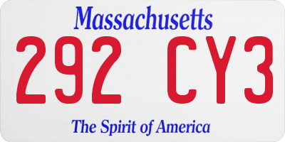 MA license plate 292CY3