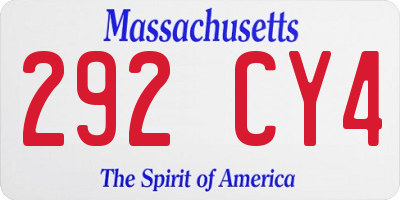 MA license plate 292CY4