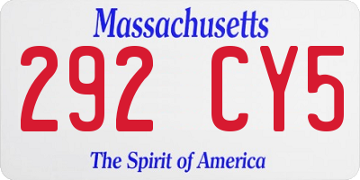 MA license plate 292CY5