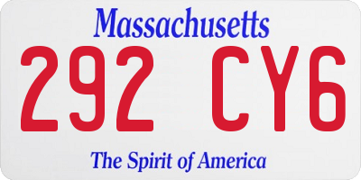 MA license plate 292CY6