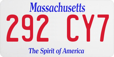 MA license plate 292CY7