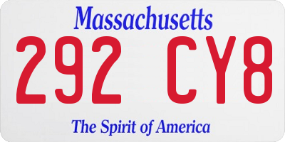 MA license plate 292CY8