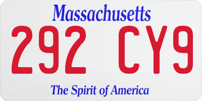 MA license plate 292CY9