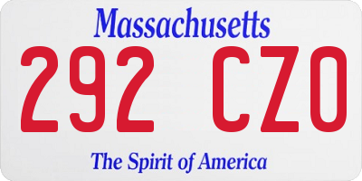 MA license plate 292CZ0