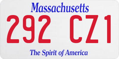 MA license plate 292CZ1